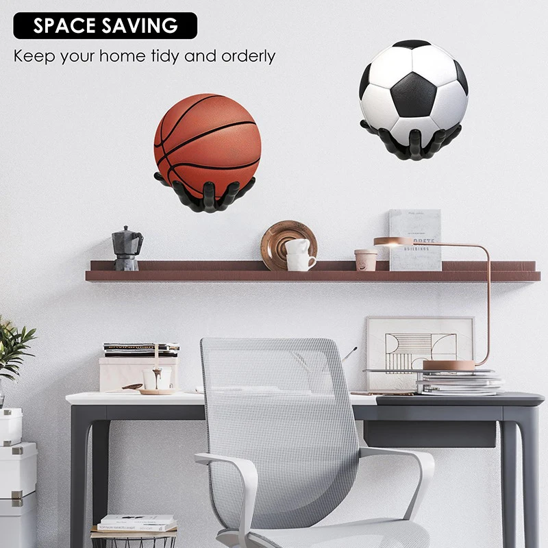 Basketball Storage Rack Wall Mounted Hand Shaped Ball Rack Multi-purpose Football Display Shelf Room Decor Holder Space Saving thumbnail 4