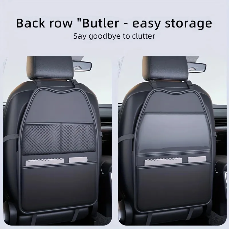 PU Leather Car Seat Kick Proof Pad with Pockets Multi-functional Tablet Holder Auto Seat Back Protection Cover for Kids thumbnail 5