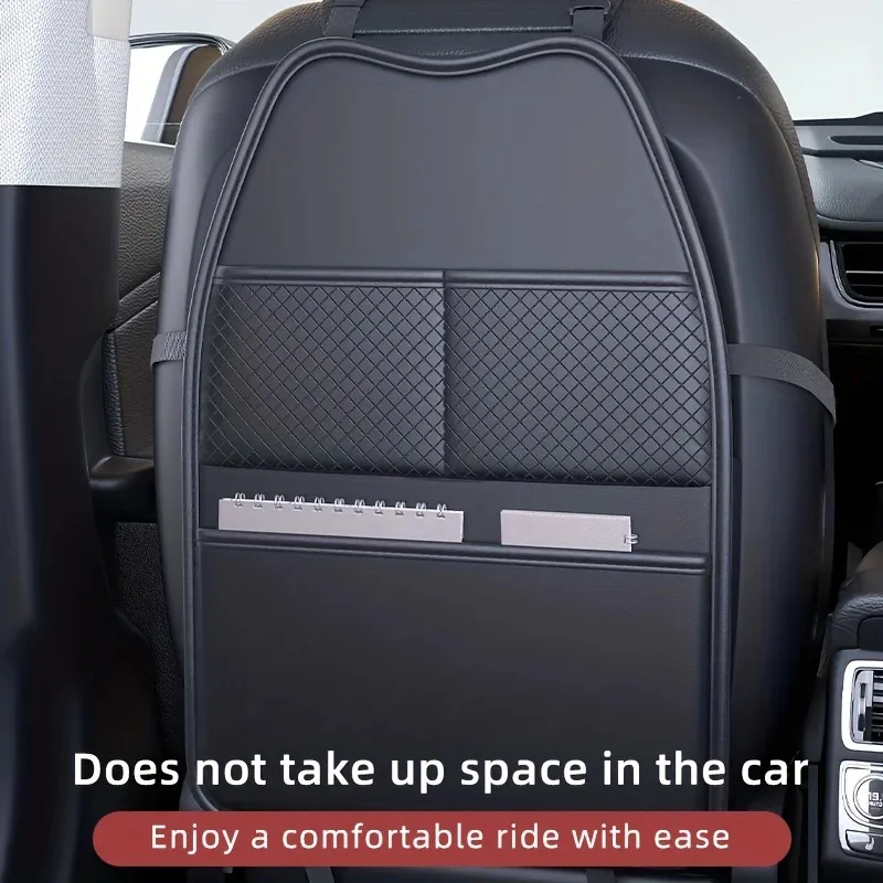 PU Leather Car Seat Kick Proof Pad with Pockets Multi-functional Tablet Holder Auto Seat Back Protection Cover for Kids thumbnail 4