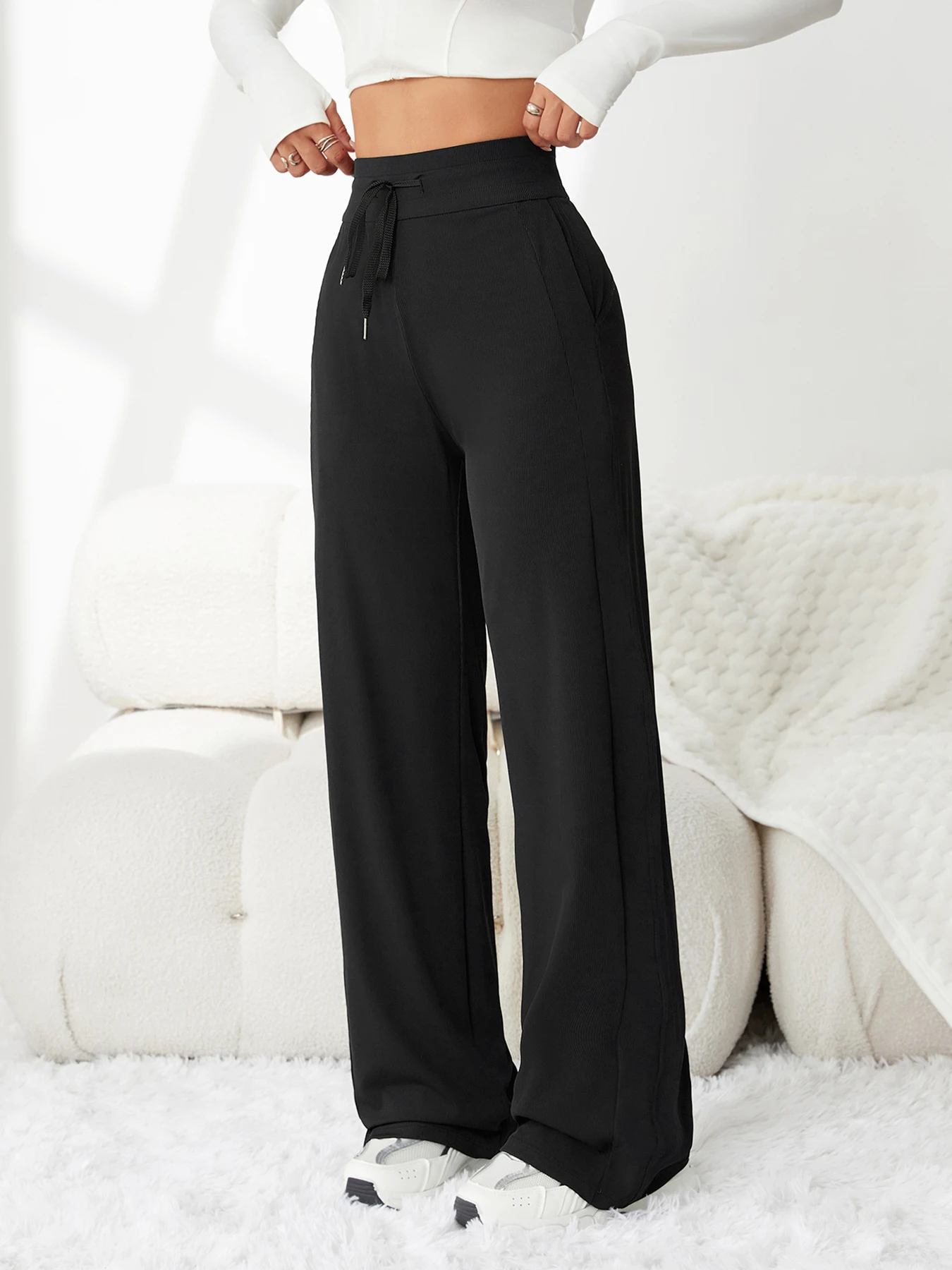 Ice silk pants for women summer soft comfortable and breathable wide-leg pants new high-waisted slimming casual pants thumbnail 2