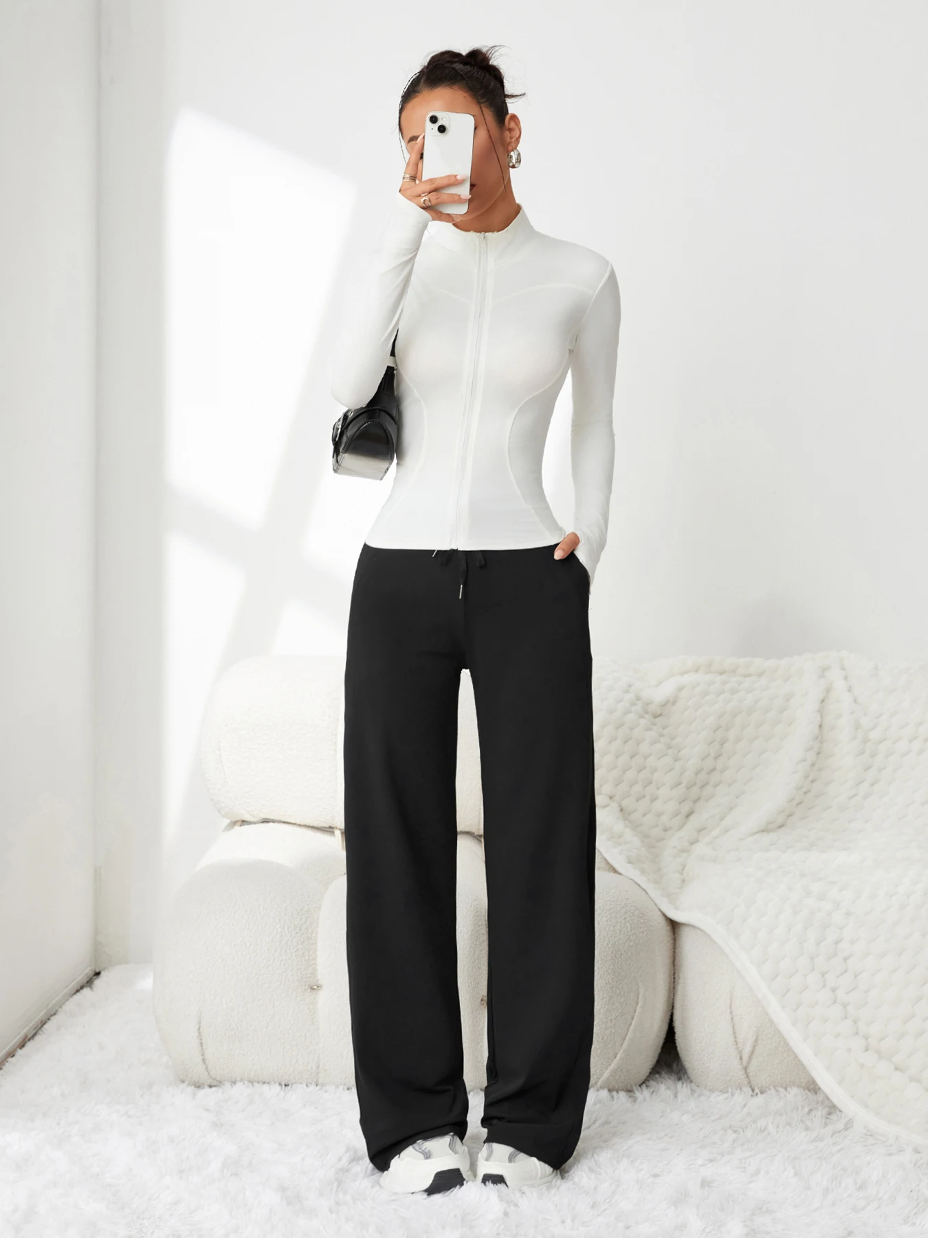 Ice silk pants for women summer soft comfortable and breathable wide-leg pants new high-waisted slimming casual pants thumbnail 5