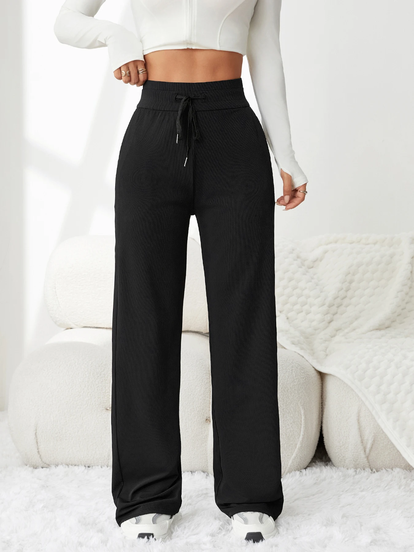 Ice silk pants for women summer soft comfortable and breathable wide-leg pants new high-waisted slimming casual pants thumbnail 3