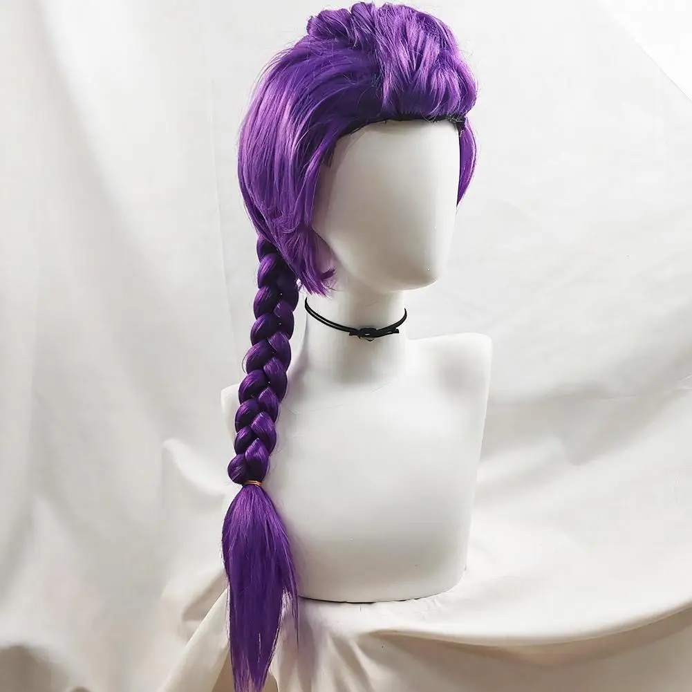 Synthetic Purple Long Braid  With Side Ponytail Integrated Tiger Mouth Clamp Children's Wig Halloween Costume Party Anime Cospla thumbnail 5