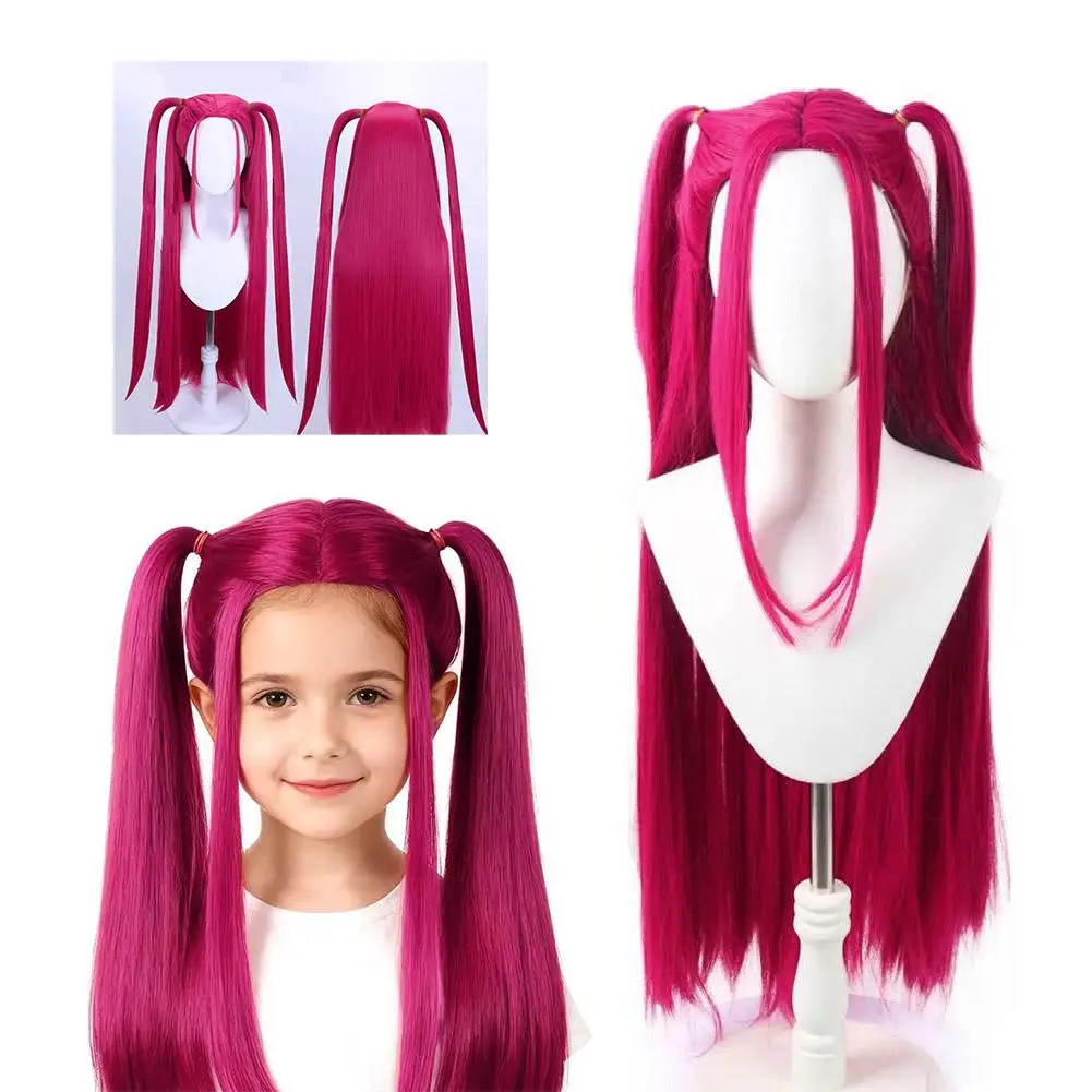Synthetic Purple Long Braid  With Side Ponytail Integrated Tiger Mouth Clamp Children's Wig Halloween Costume Party Anime Cospla thumbnail 4