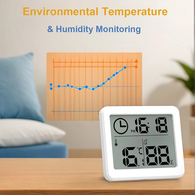 Digital Clock with Temperature Humidity Display Electronic Desk Wall Clock for Home Kitchen Office Bathroom Travel Home Décor thumbnail 5