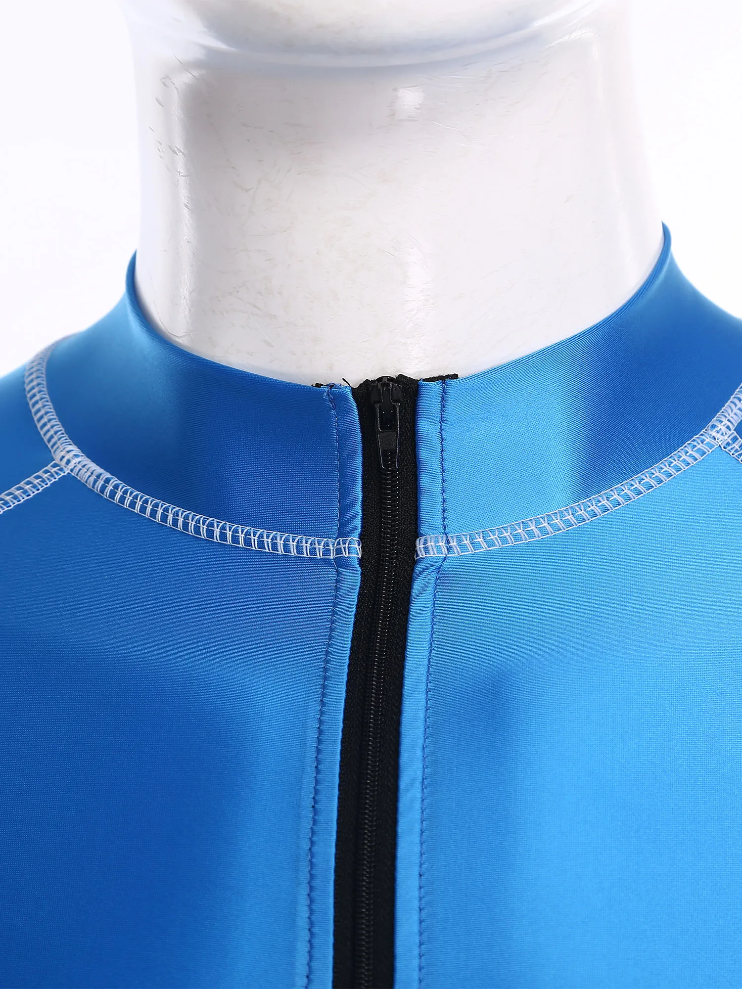 Mens Glossy Bodysuit Swimsuit Rash Guard Long Sleeve Zipper Leotard Beach Surfing Bathing Suit Gym Workout Fitness Sportswear thumbnail 4
