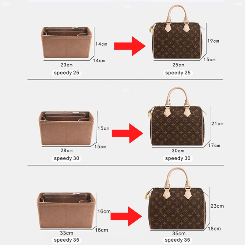 Detachable Felt Purse Insert Organizer for Luxury Handbag Speedy 25 30 35 Makeup Bag Shaper Liner Travel Inner Pouch thumbnail 6