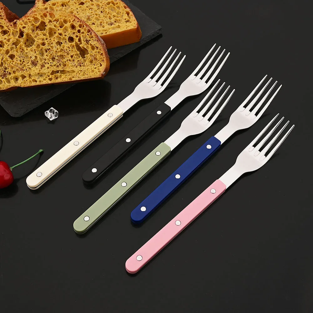 5Pcs Acrylic Handle Rivets Tableware Cutlery Set Stainless Steel Dinner Fork Knife Spoon Western Dinnerware Kitchen Flatware thumbnail 5