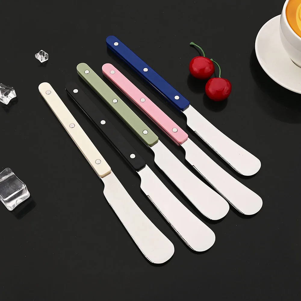 5Pcs Acrylic Handle Flatware Knife Fork Spoon Set Stainless Steels Tableware Cutlery Set Western Home Kitchen Dinnerware thumbnail 2