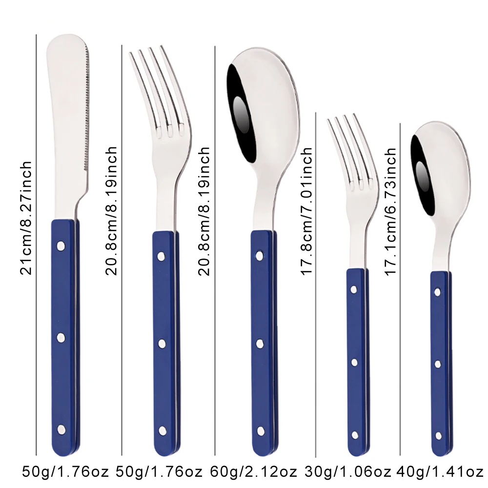 5Pcs Acrylic Handle Flatware Knife Fork Spoon Set Stainless Steels Tableware Cutlery Set Western Home Kitchen Dinnerware thumbnail 3