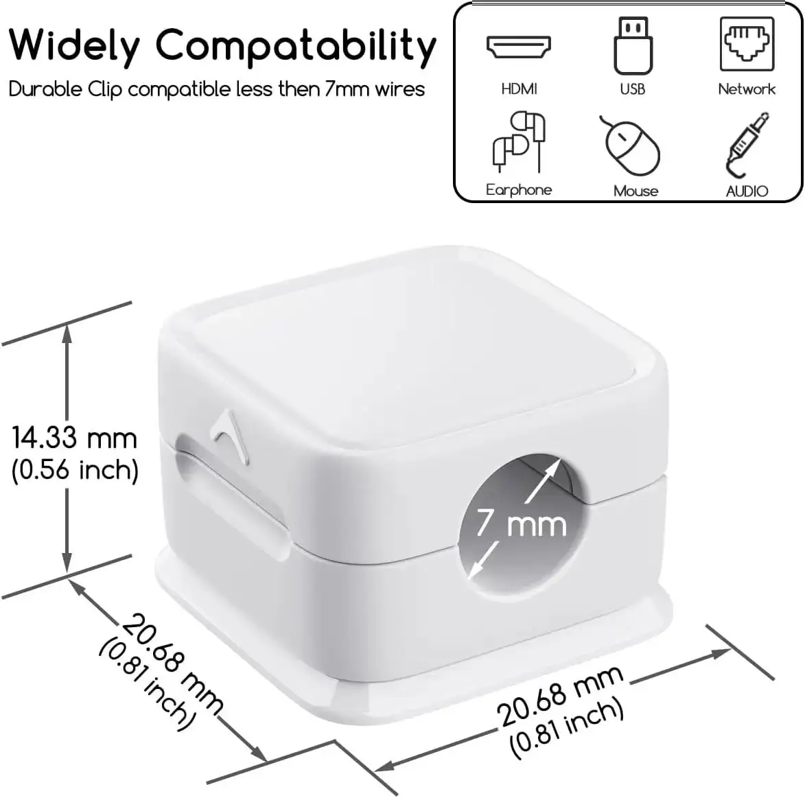 6pcs Magnetic Cable Clip Adjustable Cord Holder Adhesive Desktop Cable Clip Organizer For Office Car Wall Desktop Nightstand​​​​ thumbnail 6