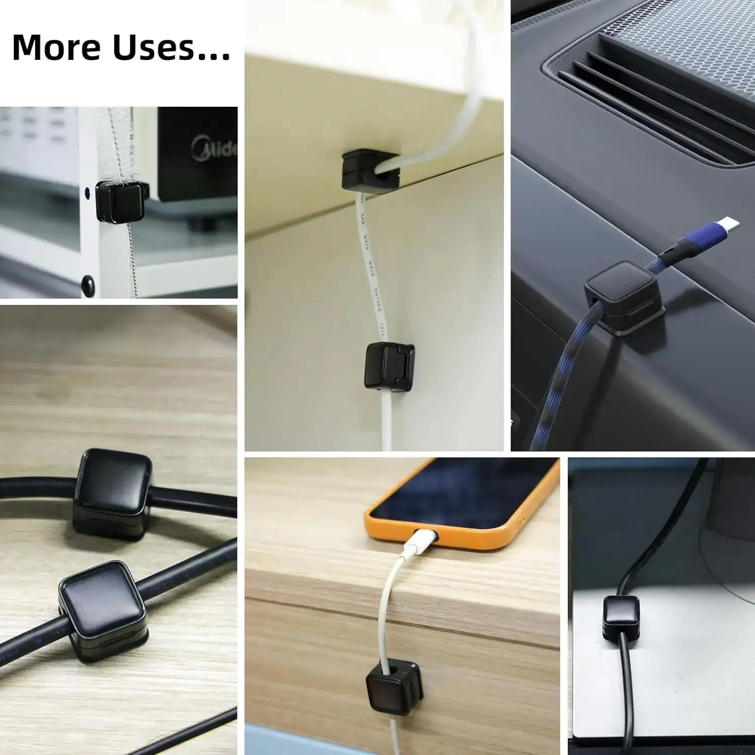6pcs Magnetic Cable Clip Adjustable Cord Holder Adhesive Desktop Cable Clip Organizer For Office Car Wall Desktop Nightstand​​​​ thumbnail 5