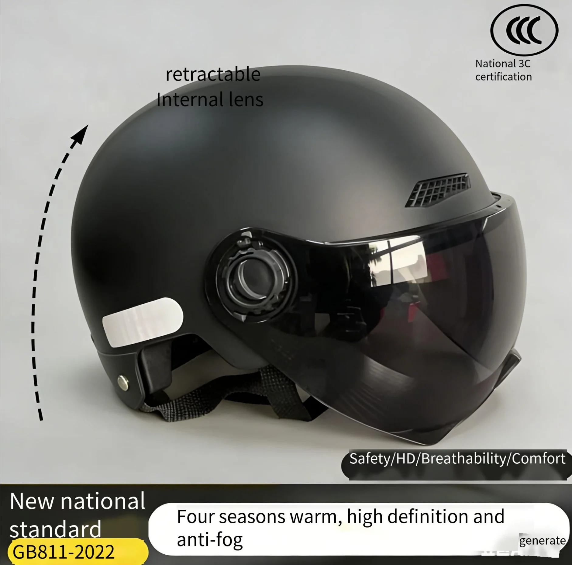 New Electric Vehicle Motorcycle Half Helmet Unisex Cycling Protective Helmet thumbnail 2