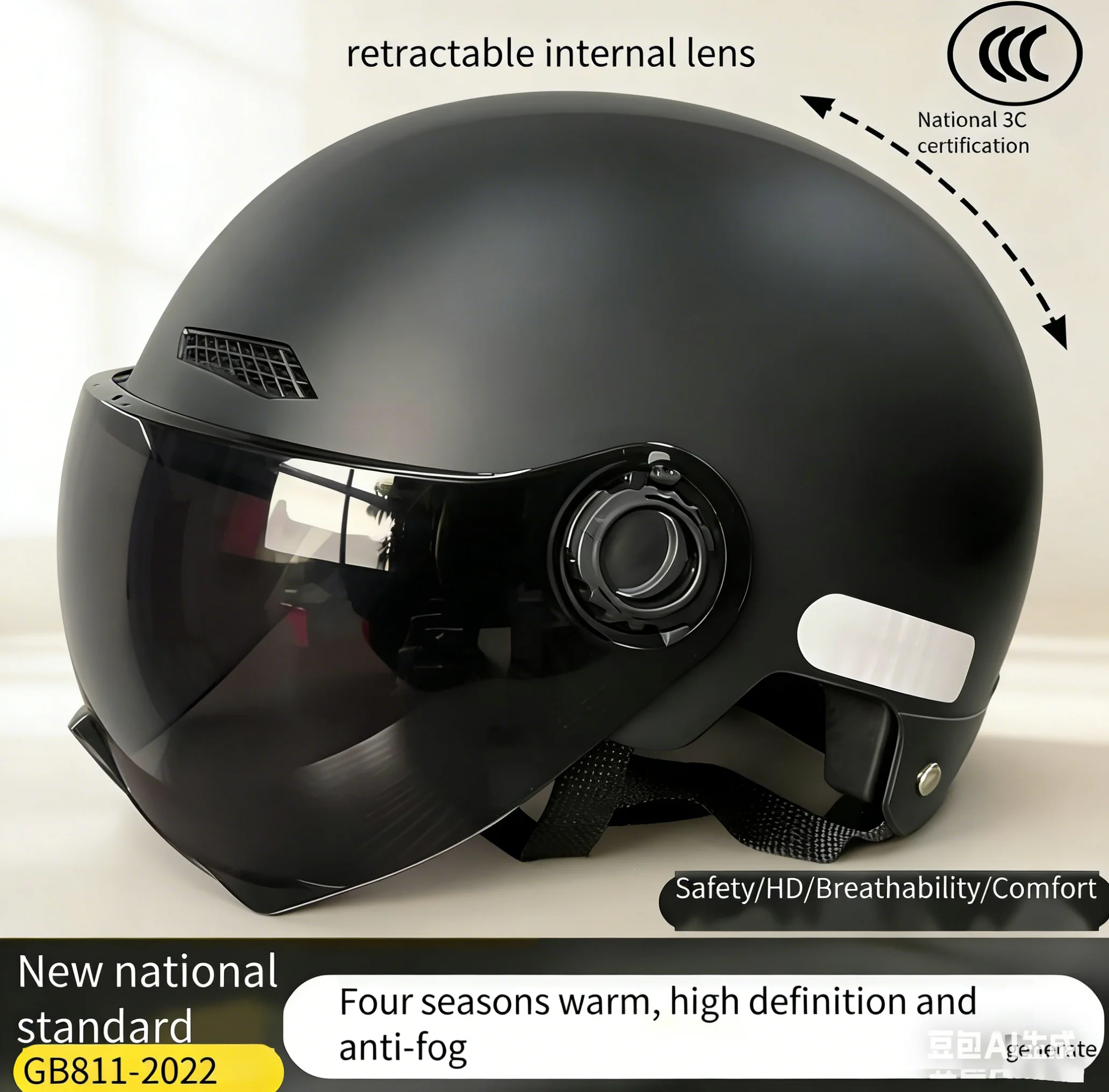 New Electric Vehicle Motorcycle Half Helmet Unisex Cycling Protective Helmet thumbnail 5