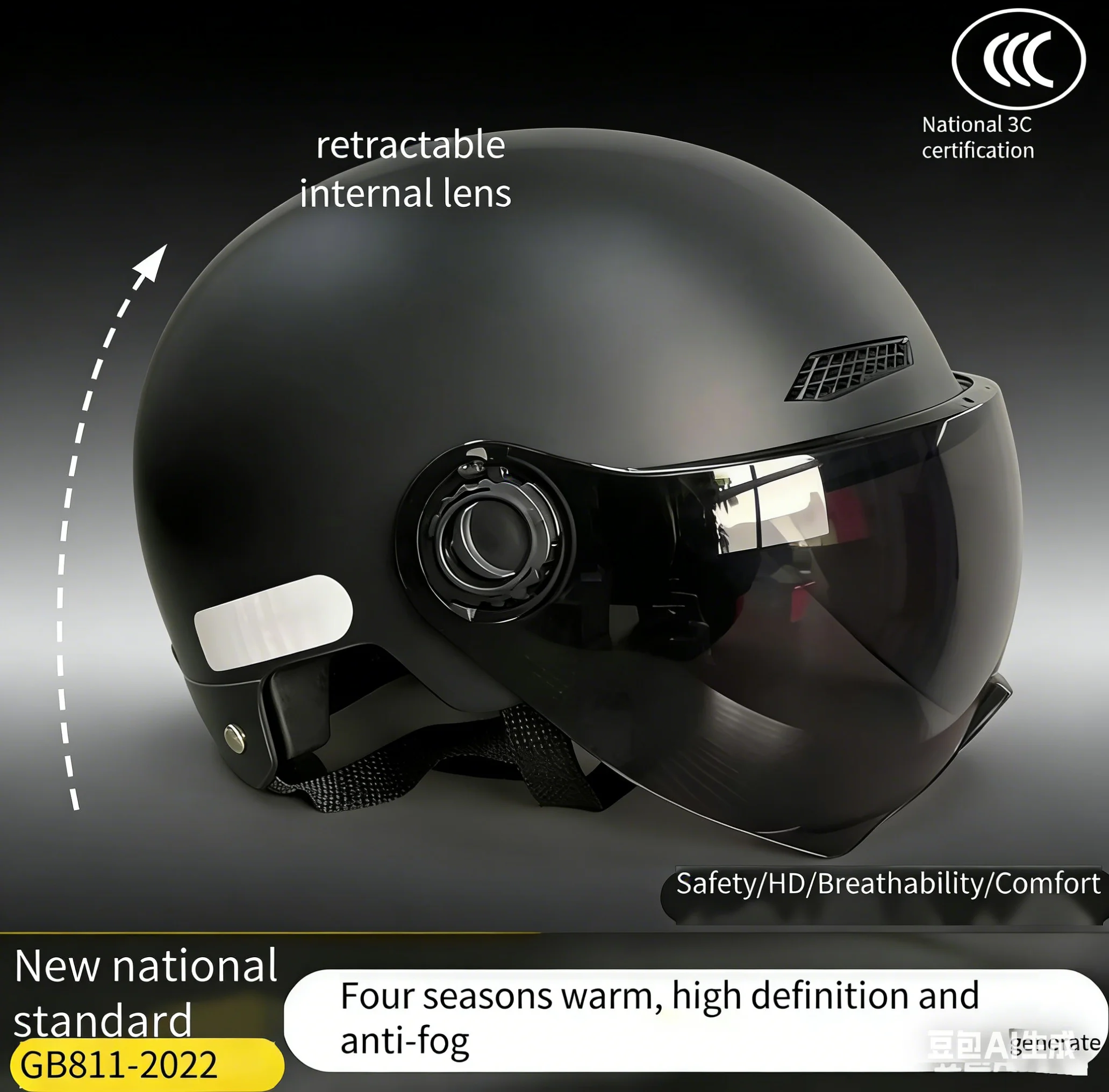New Electric Vehicle Motorcycle Half Helmet Unisex Cycling Protective Helmet thumbnail 4