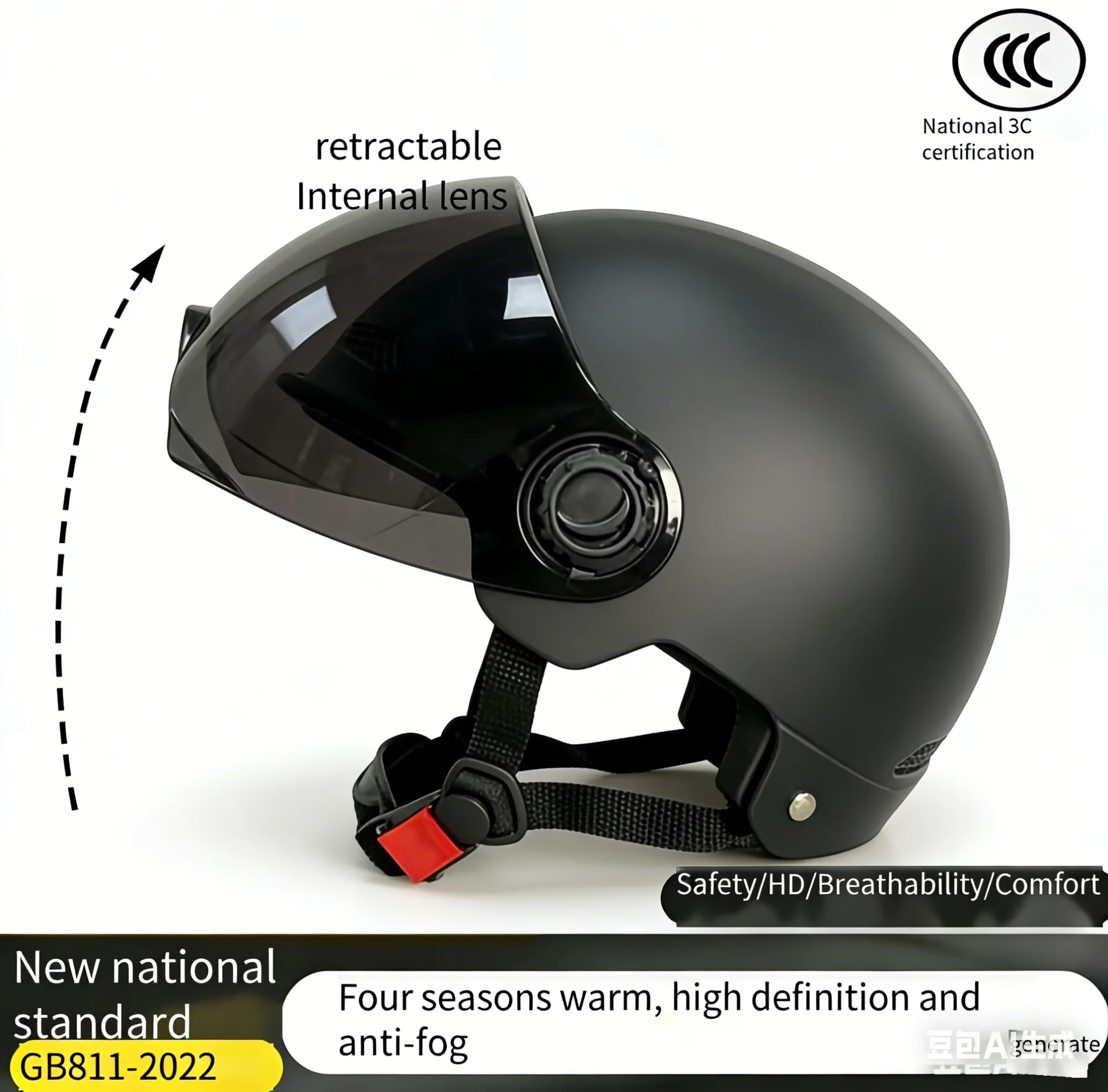 New Electric Vehicle Motorcycle Half Helmet Unisex Cycling Protective Helmet thumbnail 3