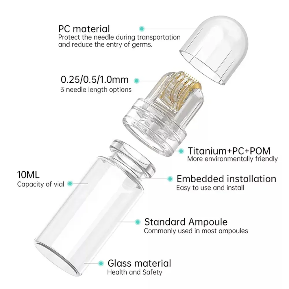 1PCS 64Pins Titanium Micro Needle Roller Skin Care Device Home Use Lip Face Brow Hair Scalp Serum Applicator thumbnail 2