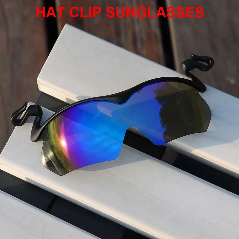Fishing Cycling Hat Clip- On Flip Sunglasses Men Women Yellow Blue Red Green Polarized Sun Mirror Transparent Safety Goggles