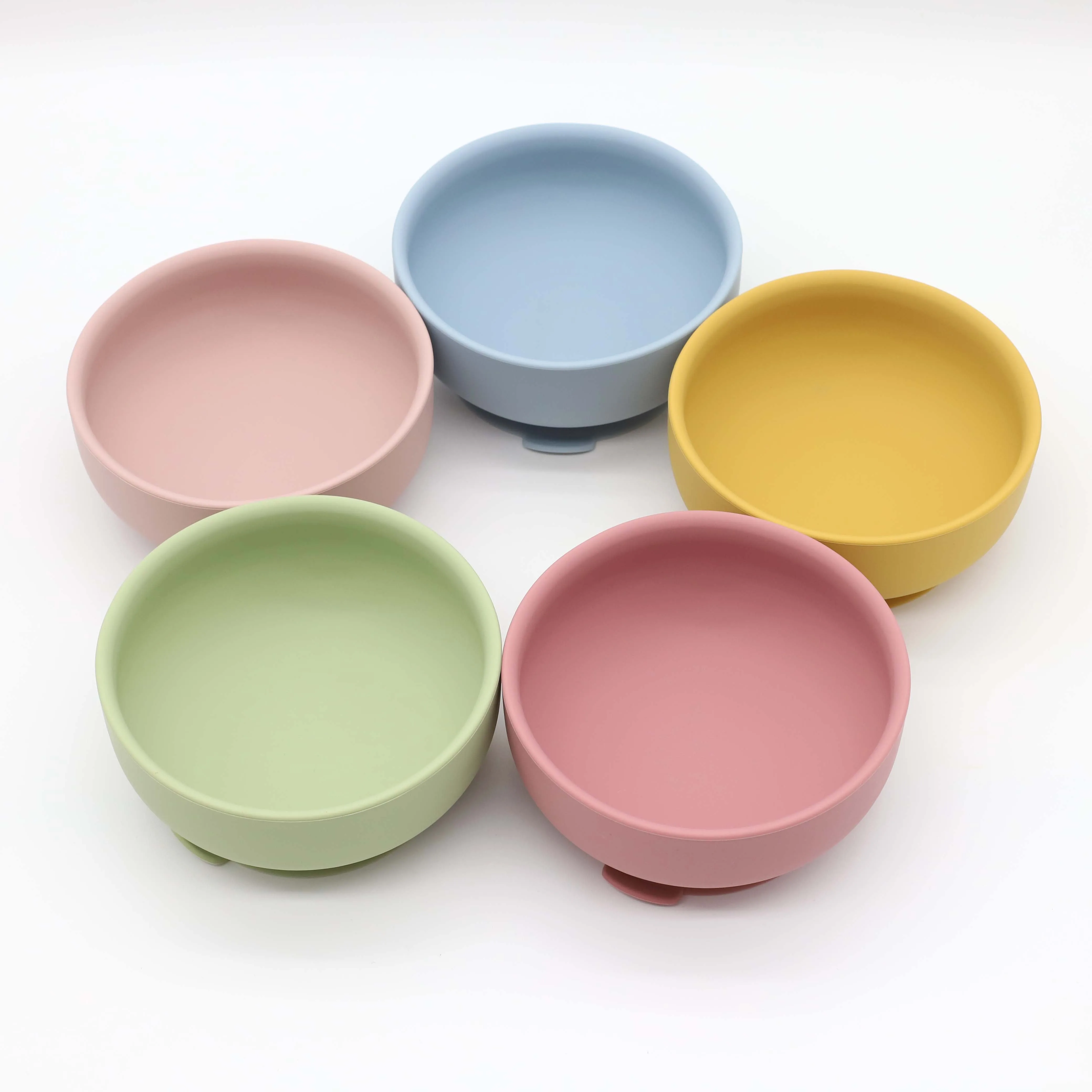 Silicone bowl with suction cup, wooden handle spoon, two-piece set for baby food and feeding utensils thumbnail 5