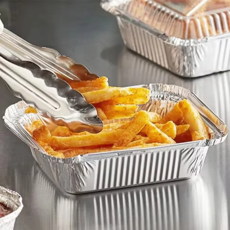 20/30/50PCS Disposable Aluminum Foil Tin Foil Tray Square Tin Paper Box Suitable Ovens Air Fryers Oil Recycling Barbecue Trays thumbnail 2