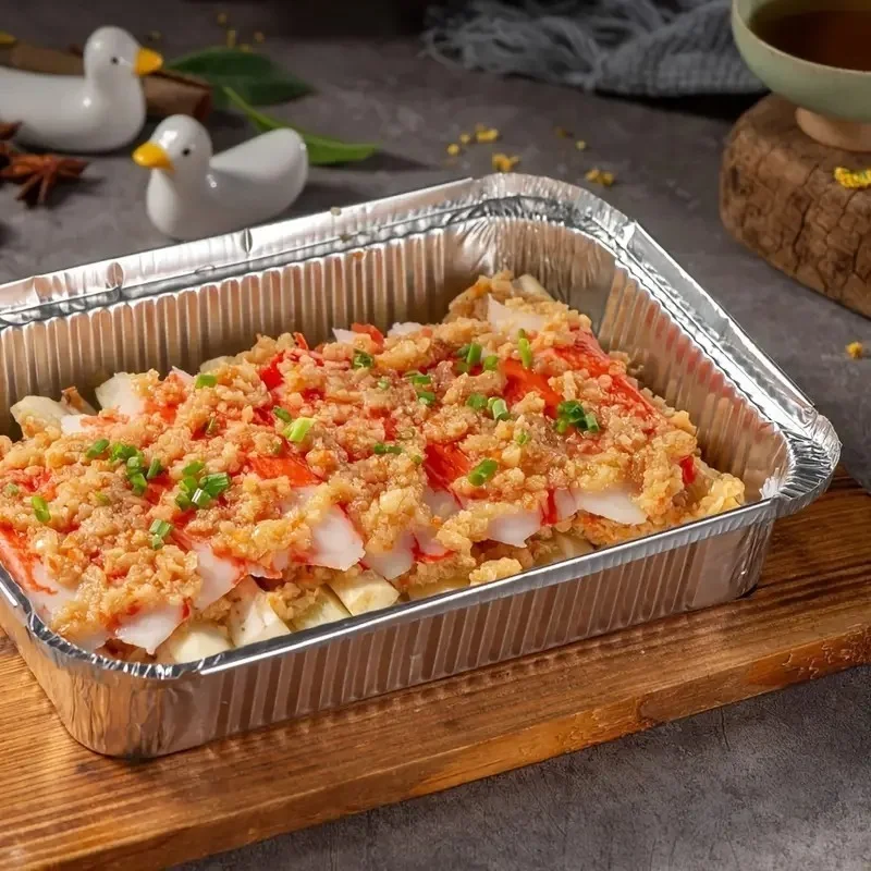 20/30/50PCS Disposable Aluminum Foil Tin Foil Tray Square Tin Paper Box Suitable Ovens Air Fryers Oil Recycling Barbecue Trays thumbnail 6