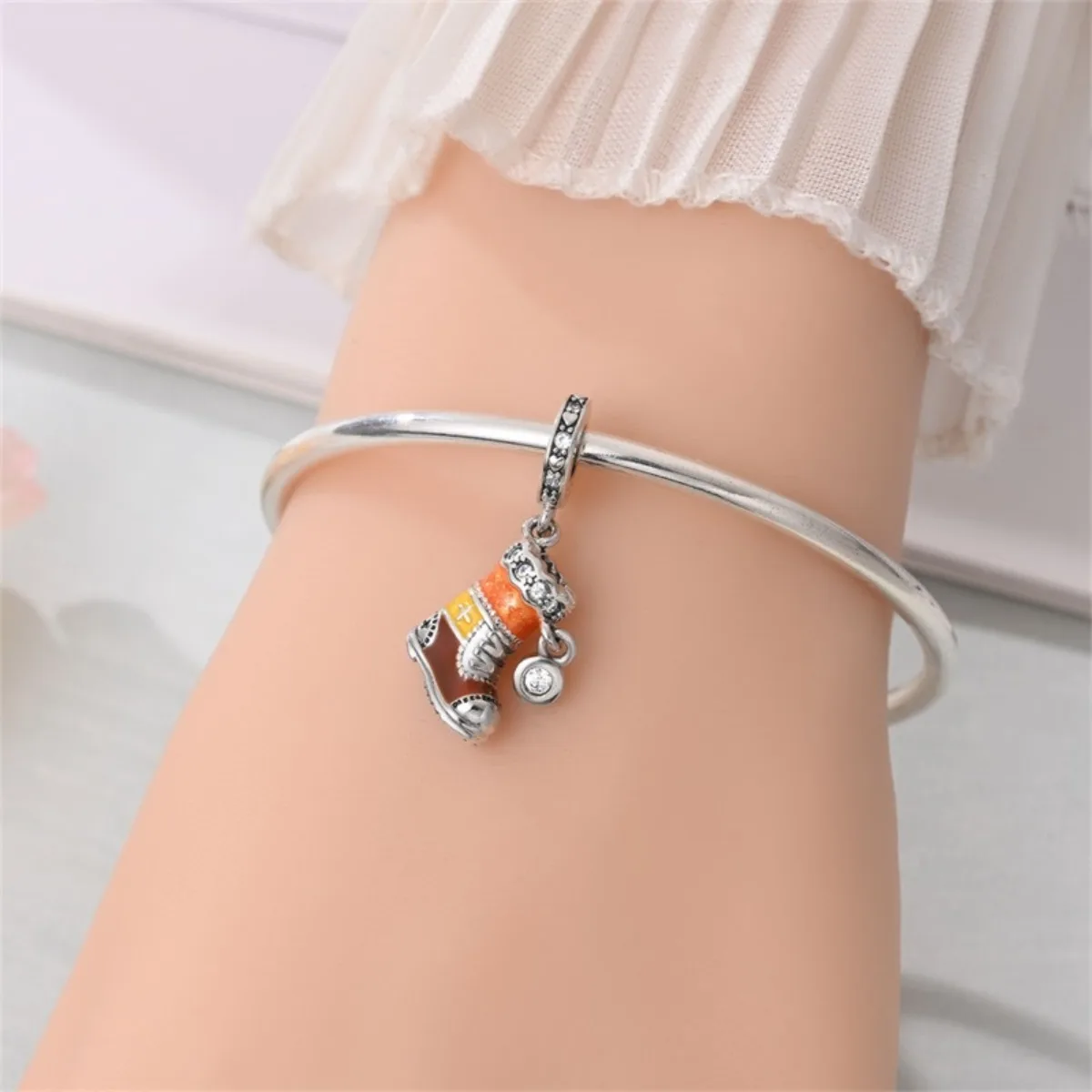Original 925 Sterling Silver Shoes Series High Heels Dance Shoes Sroller Skates Charms Beads Fit DIY Bracelet Women Jewelry Gift thumbnail 3