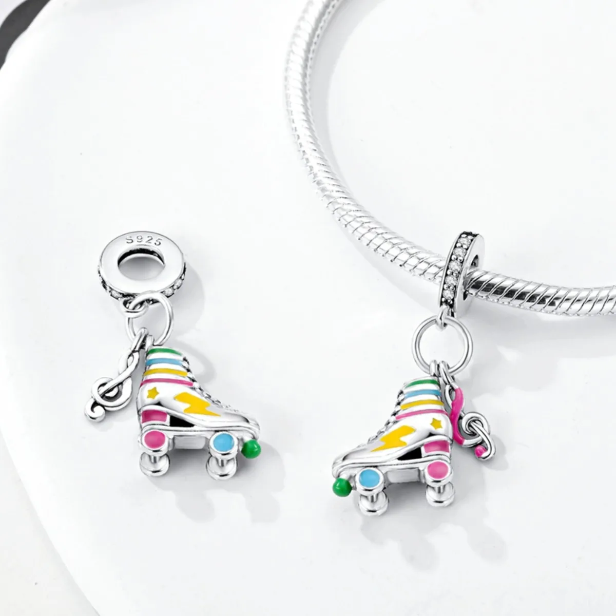 Original 925 Sterling Silver Shoes Series High Heels Dance Shoes Sroller Skates Charms Beads Fit DIY Bracelet Women Jewelry Gift thumbnail 5