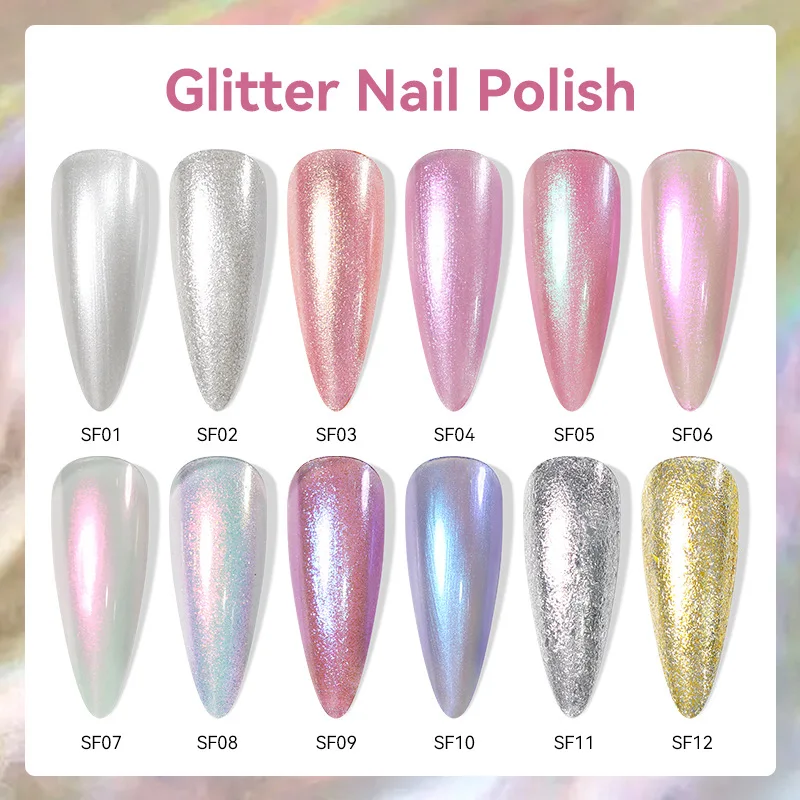 7ml 6 Colors Glitter Nail Polish Colorful Bright Shining Pearl Effect Nail Art DIY Decoration No Need of Lamp To Cure thumbnail 4