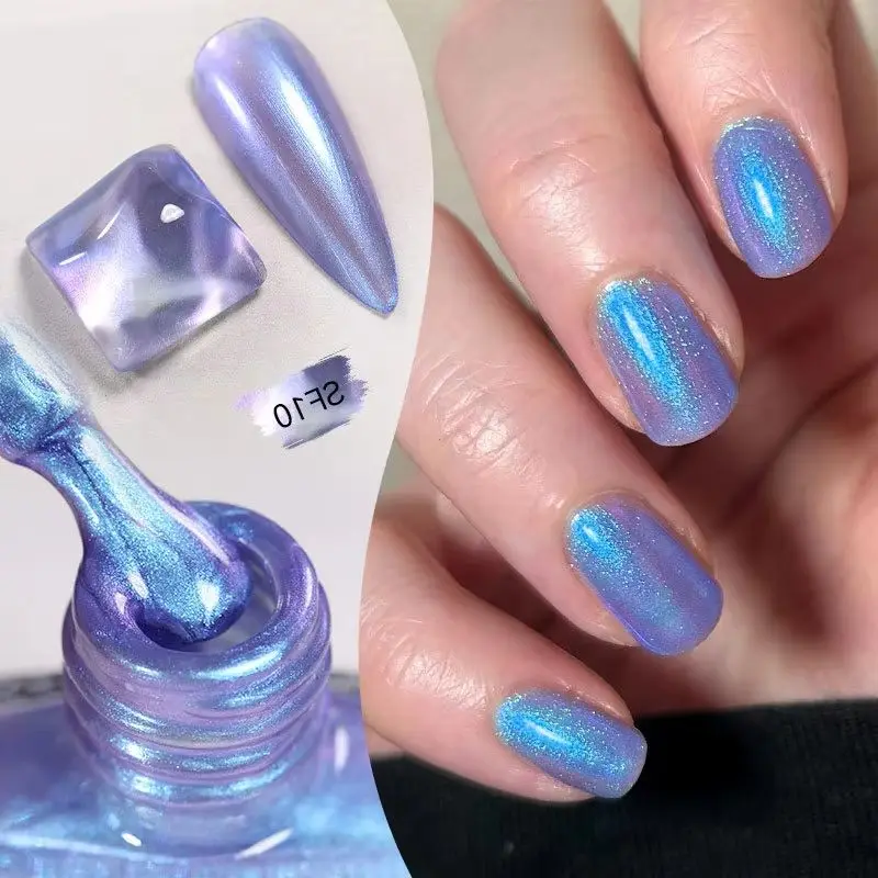 7ml 6 Colors Glitter Nail Polish Colorful Bright Shining Pearl Effect Nail Art DIY Decoration No Need of Lamp To Cure thumbnail 2