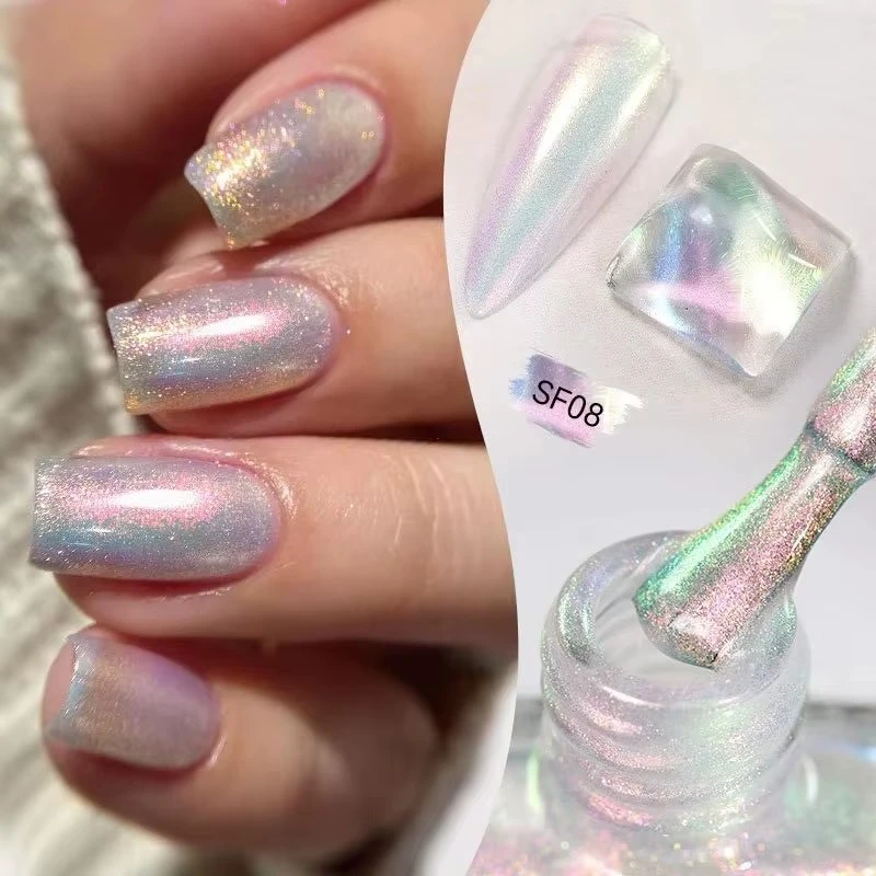 7ml 6 Colors Glitter Nail Polish Colorful Bright Shining Pearl Effect Nail Art DIY Decoration No Need of Lamp To Cure