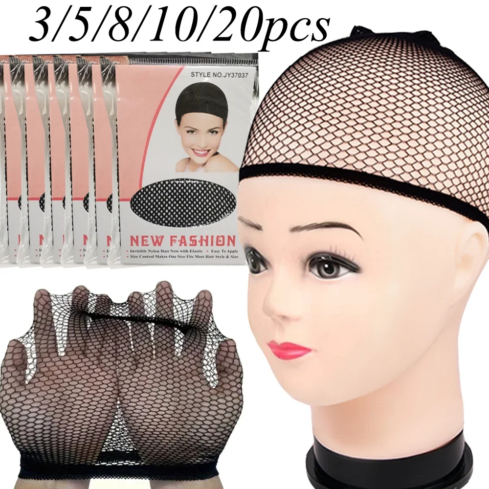 Wholesale Wig Cap, 1/2/3/5/8/10/20/50PCS Black Mesh Wig Cap Net, Liner Weaving Caps for Women, Men, Wig Caps for Christmas