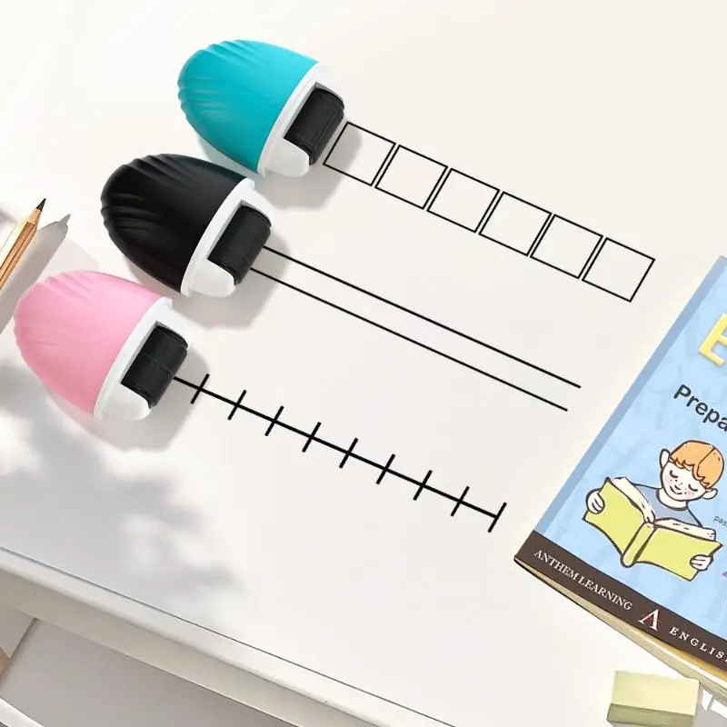 Double Line Grid Roller Stamp - Convenient Math & English Correction Seal Tool for Teacher's Classroom & Home Study