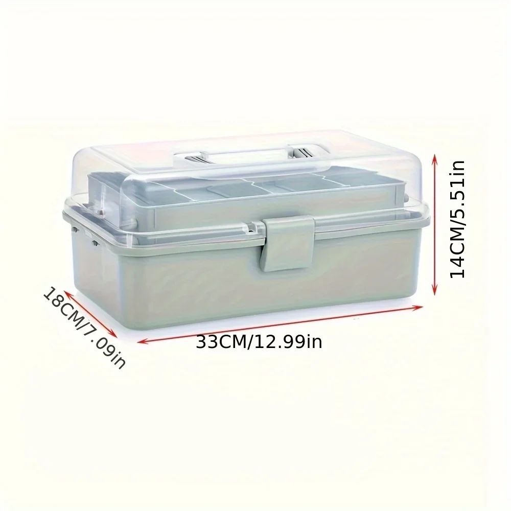 3-Layer Plastic Dividing Storage Box Craft Organizer and Storage with Adjustable Spacers Portable Handled Art Supply Organizer thumbnail 5