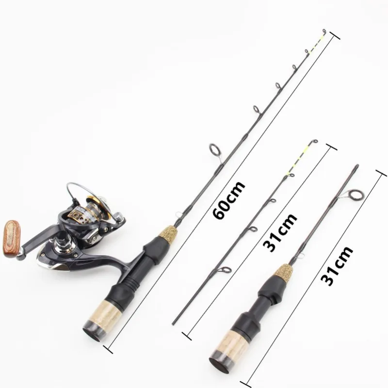 60cm 2 Tips Rod Reel Combos Winter Ice Fishing Rod Fishing Reel Set Pole Tackle Carbon Pole Ice Fishing Rod New thumbnail 4