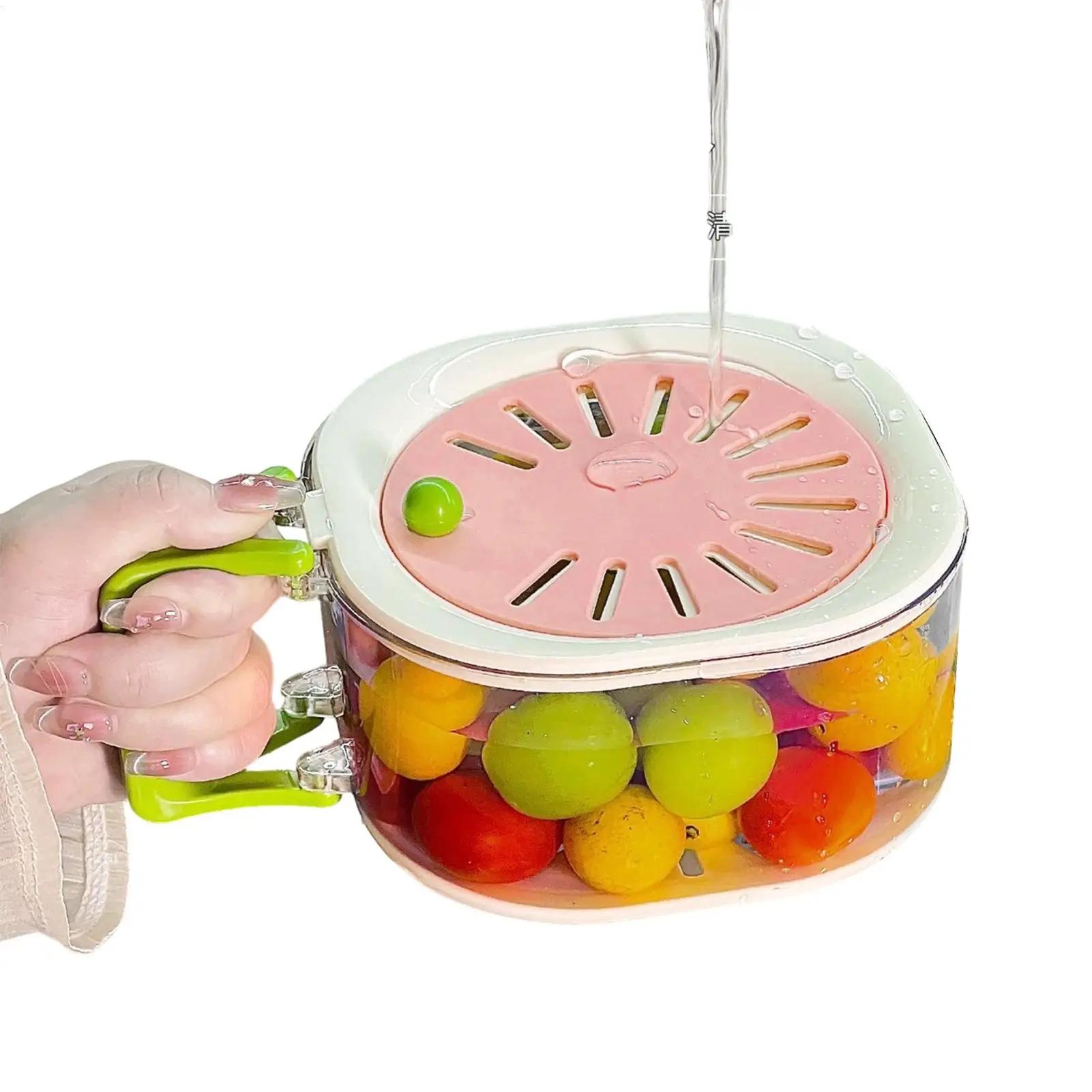 Fruit Washing Bowl Drain Basket Fruit Drainer Container with Foldable Handle Food Strainer Thickened Fruit Plate  Strainer Bowl thumbnail 4