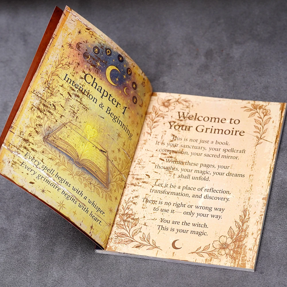 77 Pages Witchcraft Grimoire Pages Book of Shadows Kit with Moon Phases Herbal Lore Spells Gothic Dark Academia Witch Journal thumbnail 6