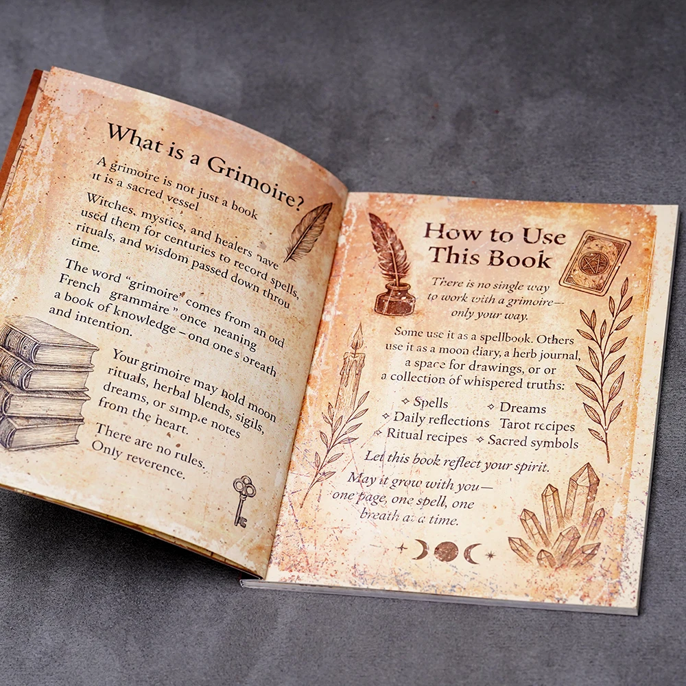 77 Pages Witchcraft Grimoire Pages Book of Shadows Kit with Moon Phases Herbal Lore Spells Gothic Dark Academia Witch Journal thumbnail 3