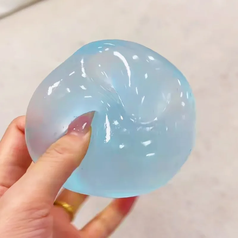 Blue Maltose Squishy Toy Cute Mochi Anti Stress Fidget Toy Soft Simulated Bule Transparent Ball Quick-rebound Decompression Toy thumbnail 4