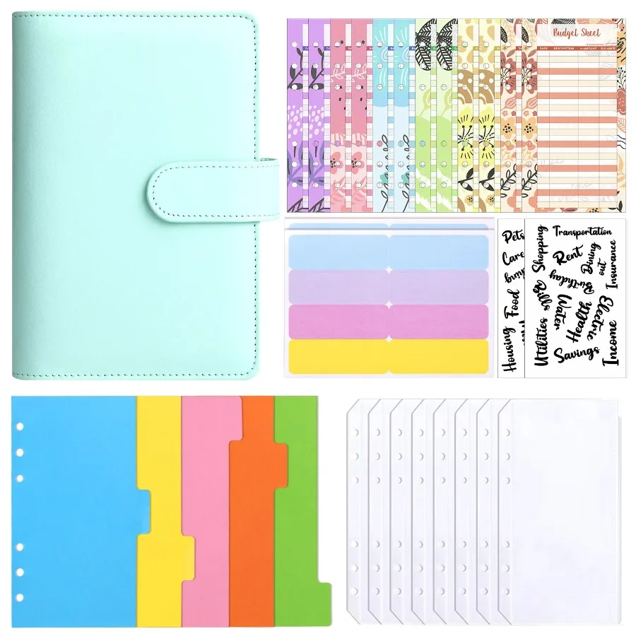A6 Binder Case Cash Budget Book Macaron PU Leather Notebook Handbook thumbnail 2