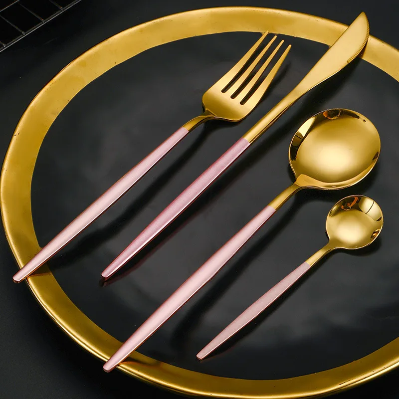 4 Piece Stainless Steel Flatware Set Knife Fork Spoon Teaspoon Western Cutlery for Home Dining Gift thumbnail 2
