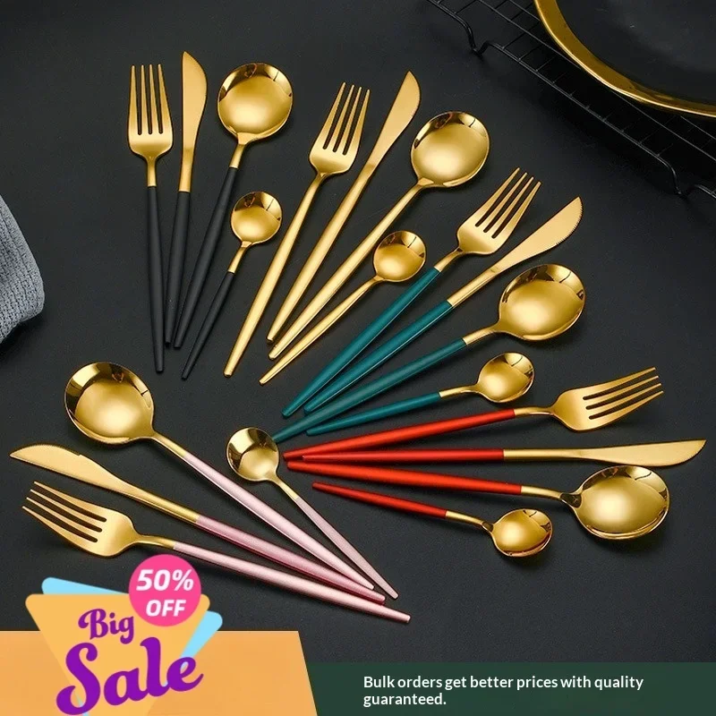 4 Piece Stainless Steel Flatware Set Knife Fork Spoon Teaspoon Western Cutlery for Home Dining Gift thumbnail 3