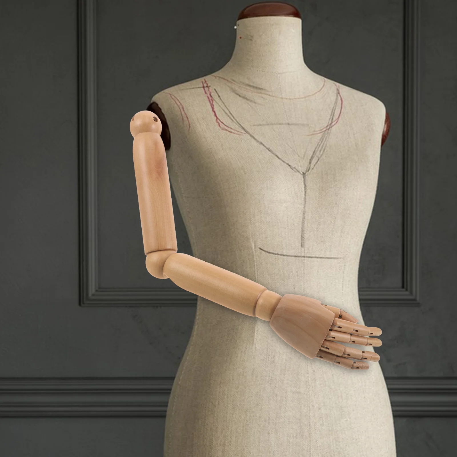 1 Pair Realistic Wooden Mannequin Arm Hand Flexible Joint Poseable For Drawing Art Display Jewelry Showcase Teaching Aid Tools thumbnail 3