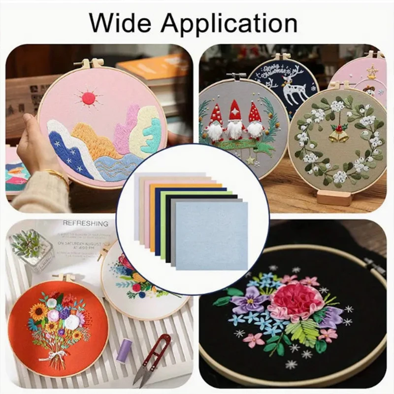 9 pieces of 30X30cm yarn embroidery fabric. Purely colored fabric. Clothing handicrafts. Accessories. Square embroidery fabric thumbnail 3