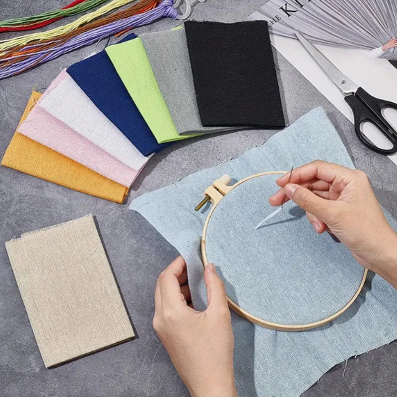 9 pieces of 30X30cm yarn embroidery fabric. Purely colored fabric. Clothing handicrafts. Accessories. Square embroidery fabric thumbnail 2
