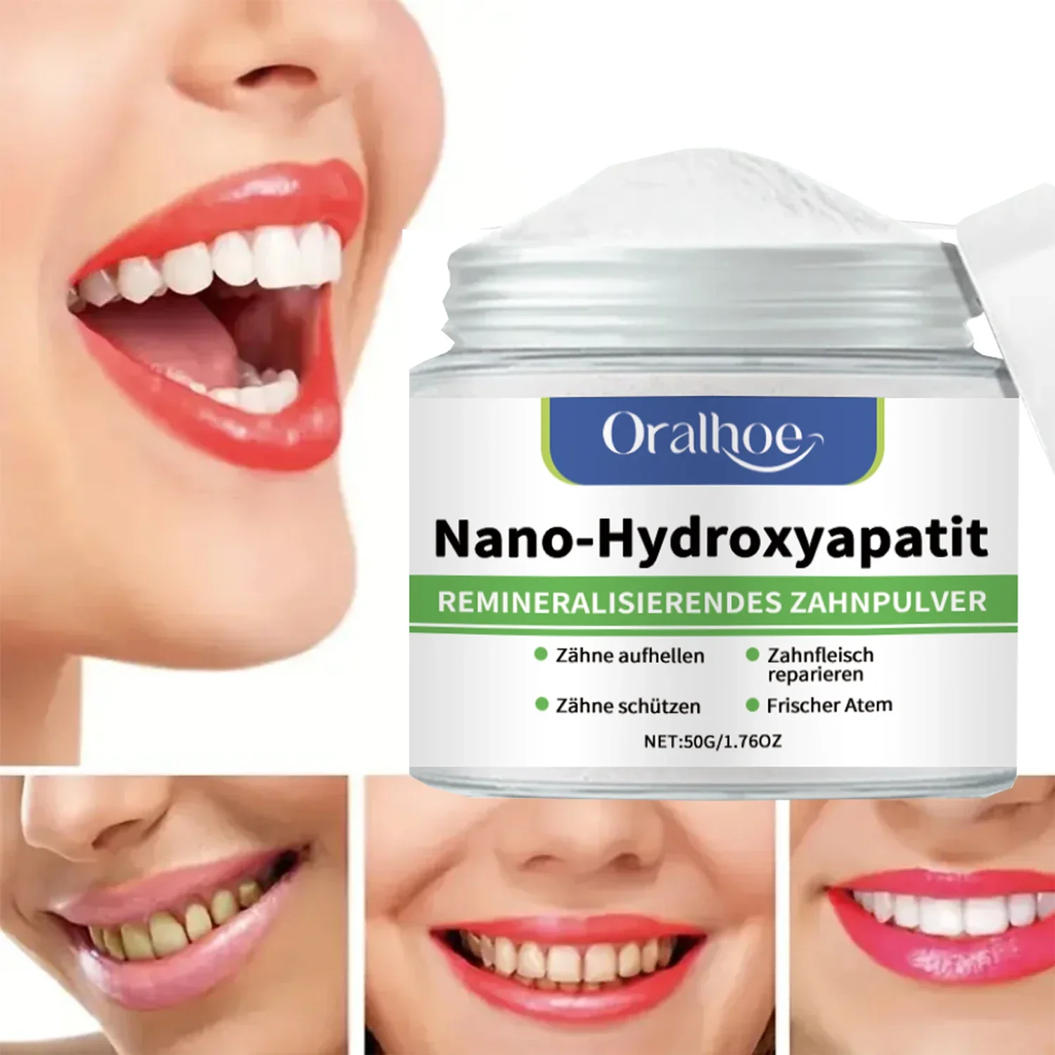 Winter Whitening Tooth Powder with 10% Hydroxyapatite - Remineralizing, Cool Mint, Enamel Repair & Fresh Breath xiin thumbnail 3