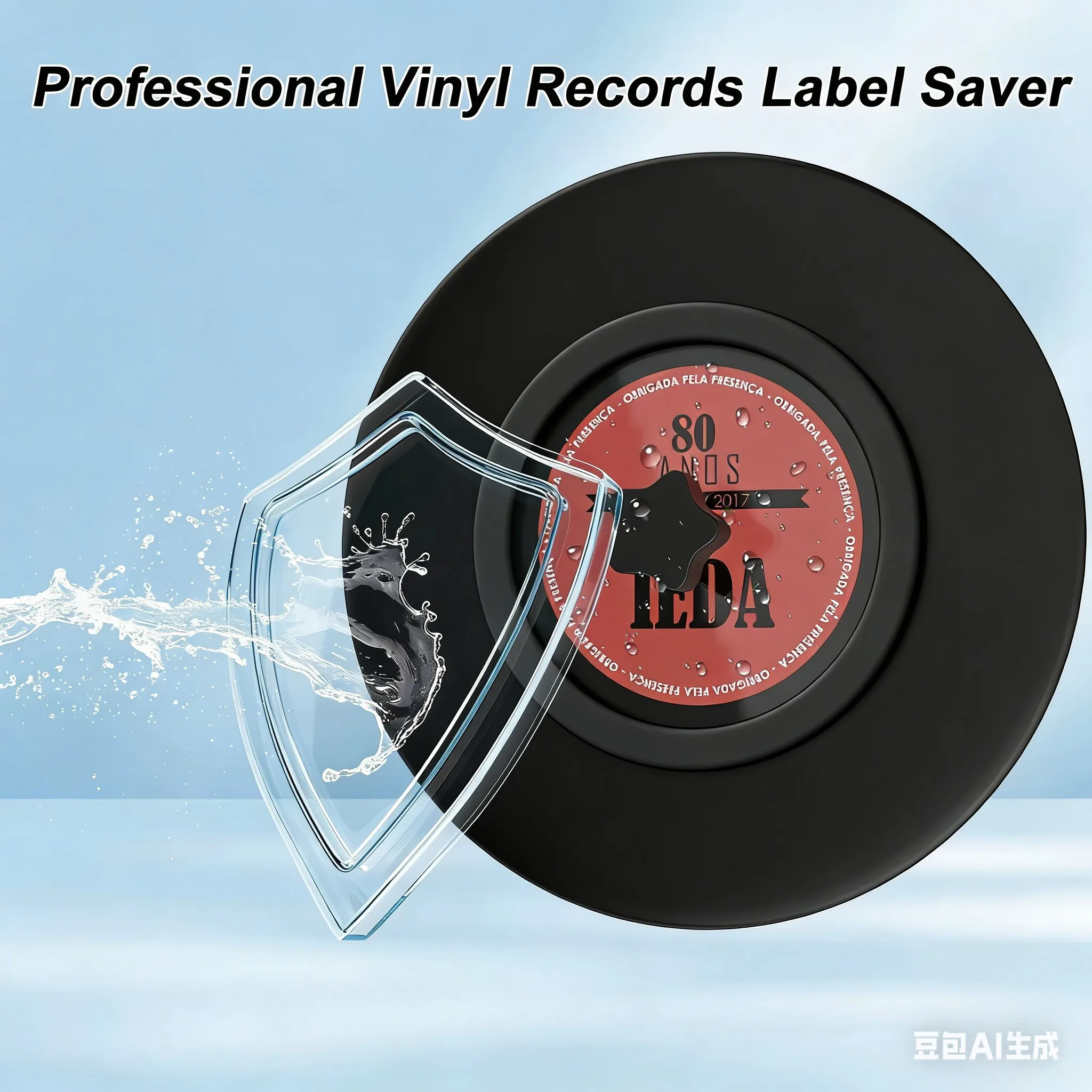 LP 7-12 Inch Vinyl Record Label Saver Cleaning Care Clamp Waterproof Protector with Handles thumbnail 2