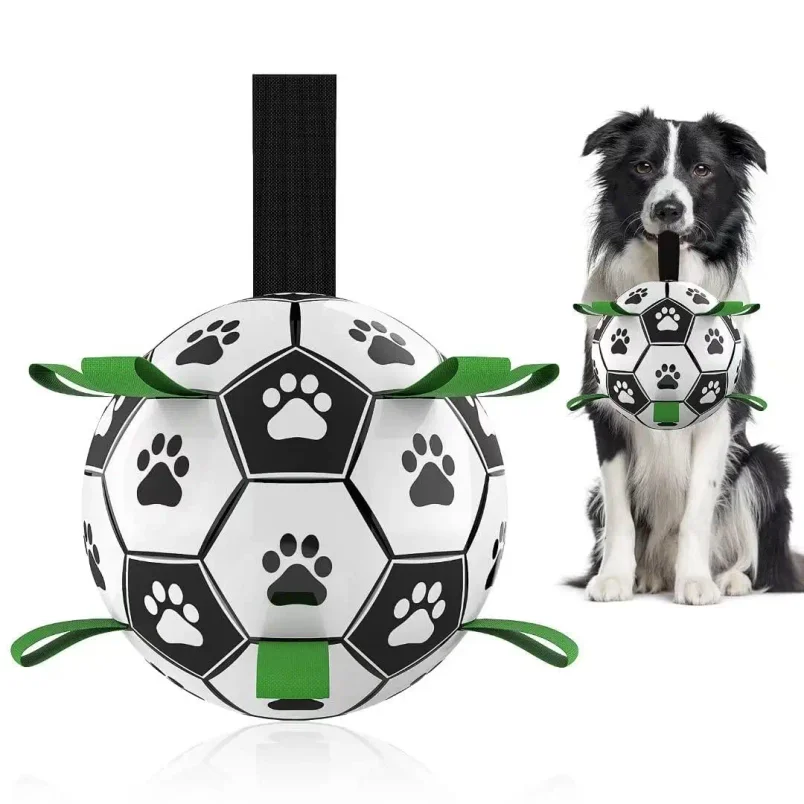 Dog Toys Balls, Dog Soccer Ball with Straps, Dog Birthday Gifts, Herding Ball, Durable Balls for Small Medium Pet, Puppy Outdoor