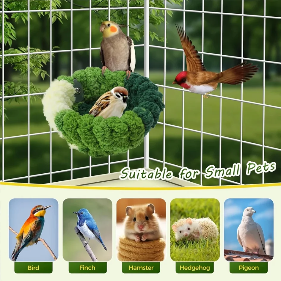 Autumn Winter Warm Cozy Bird Nest Plush Parrot Round Sleeping Bed House Toys for Small Animal Pet Bird Parrot Cage Accessories thumbnail 3