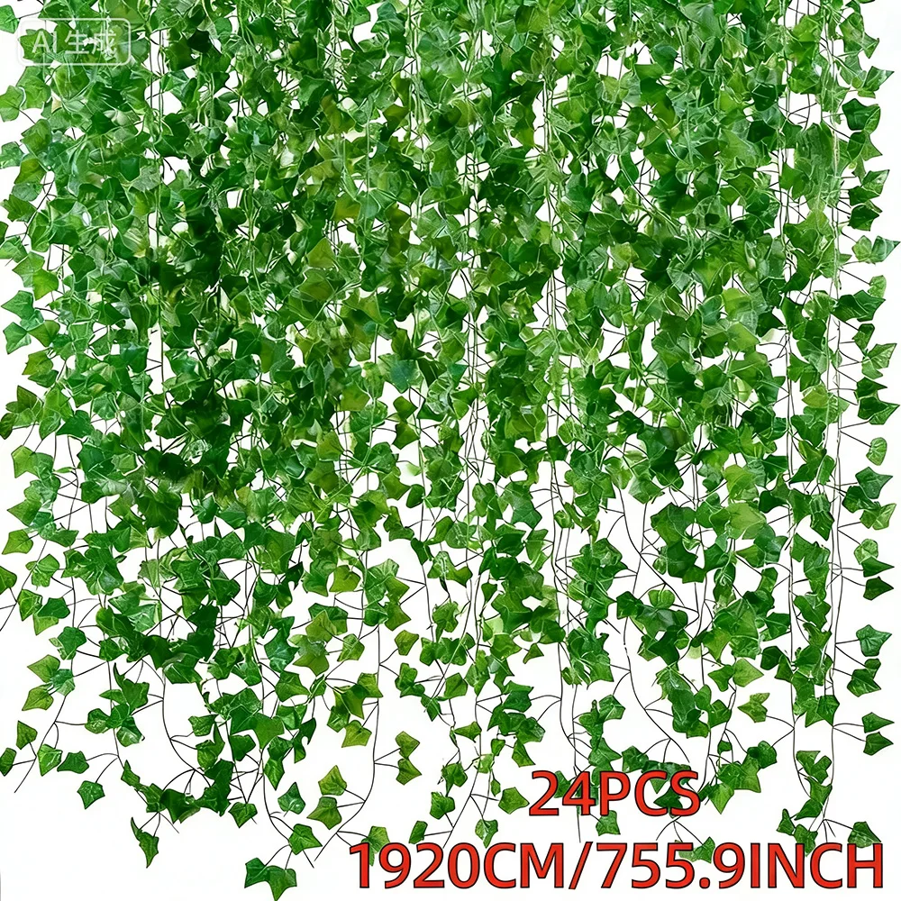 24 PCS Total 19m/755inch Ivy Garland for Home Living Room Wall Decoration Artificial Greenery Vine for Wedding Party Decor thumbnail 3