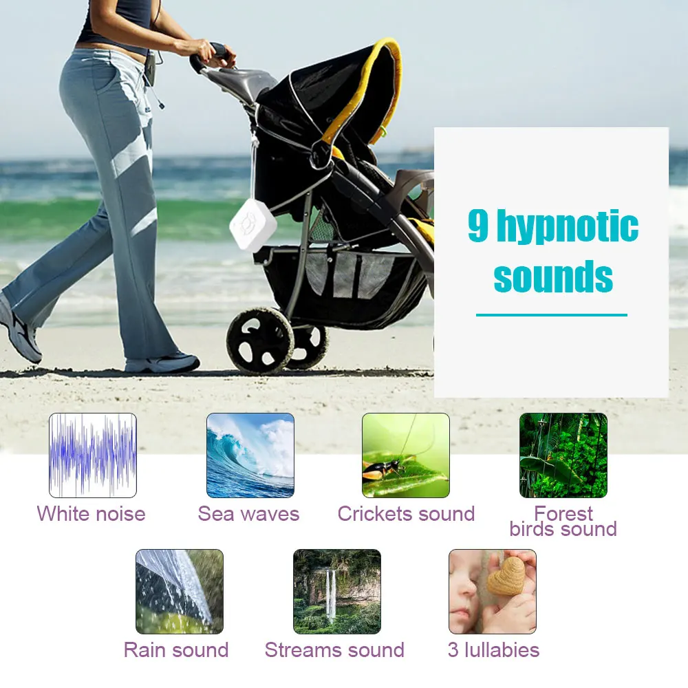 9 Soothing Sounds White Noise Sound Machine Sleep Soother With Breathing Light Timer Type-C Charging For Baby Home Office Travel thumbnail 4